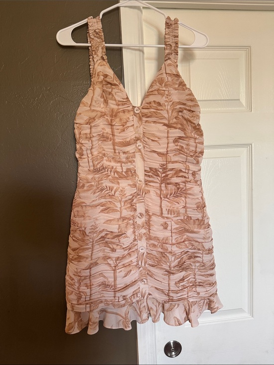 Ted Baker Dresses & Skirts - Ted Baker Blush and Tan Ruched Button-Front Mini Dress